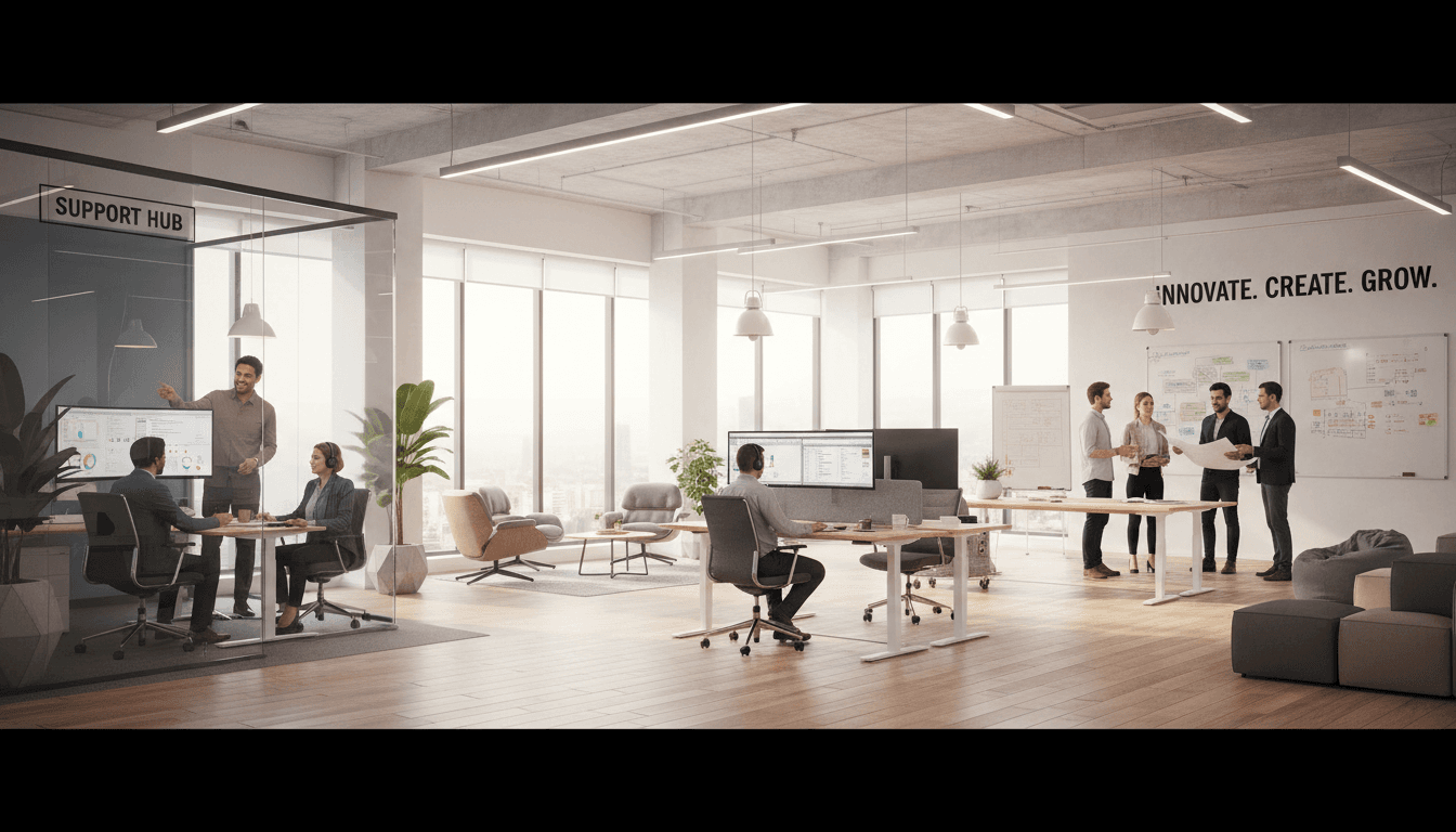 Office furniture and cubicle installation in progress