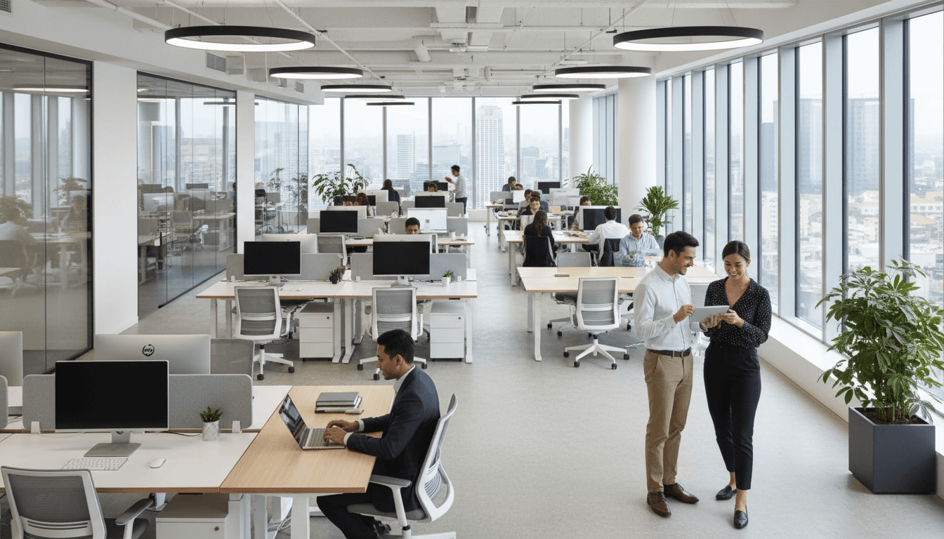 Completed corporate office reconfiguration with modular cubicles